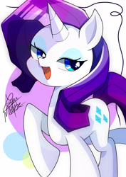 Size: 1448x2048 | Tagged: safe, artist:yuyu_maybe, imported from derpibooru, rarity, unicorn, open mouth, raised hoof