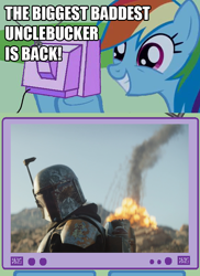 Size: 562x770 | Tagged: safe, imported from derpibooru, rainbow dash, boba fett, exploitable meme, meme, obligatory pony, spoilers for another series, star wars, the mandalorian, tv meme