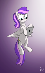 Size: 1229x2000 | Tagged: safe, artist:petirep, imported from ponybooru, oc, oc only, oc:blank canvas, pegasus, pony, bronycon, bronycon 2013, ask bronycon ponies 2013, bronycon mascots, female, flying, gradient background, ipad, mare, pegasus oc, solo, wings