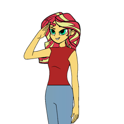 Size: 768x768 | Tagged: safe, artist:felix lynn, artist:thatradhedgehog, imported from derpibooru, sunset shimmer, equestria girls, salute, simple background, solo, transparent background