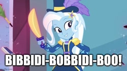 Size: 640x360 | Tagged: safe, edit, edited screencap, imported from derpibooru, screencap, trixie, equestria girls, equestria girls series, street magic with trixie, spoiler:eqg series (season 2), caption, image macro, imgflip, song reference, text
