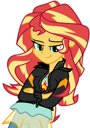 Size: 1024x1446 | Tagged: safe, artist:dsana, artist:emeraldblast63, imported from derpibooru, sunset shimmer, equestria girls, crossed arms, female, redesign, redraw, simple background, solo, transparent background, vector