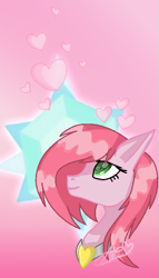 Size: 393x685 | Tagged: safe, artist:muhammad yunus, artist:tanahgrogot, imported from derpibooru, earth pony, pony, aelita schaeffer, code lyoko, cutie mark, cutie mark background, female, g1, g1 to g4, g4, generation leap, heart, heart eyes, love, mare, not flurry heart, pink background, ponified, princess, simple background, smiling, solo, wingding eyes