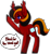 Size: 1869x2015 | Tagged: safe, artist:raya, imported from derpibooru, oc, oc only, oc:red flame, bat pony, pony, unicorn, blood for the blood god, holding hoof up, horn, no wing, pointed ears, side view, simple background, solo, speech bubble, standing, transparent background, warhammer (game), warhammer 40k, wingless