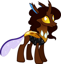 Size: 926x965 | Tagged: safe, artist:musical-medic, imported from derpibooru, oc, oc only, oc:elytra, changedling, changeling, brown changeling, simple background, solo, transparent background