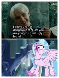 Size: 2522x3326 | Tagged: safe, edit, edited screencap, imported from derpibooru, screencap, silverstream, classical hippogriff, hippogriff, human, absolutely disgusting, crossover, draco malfoy, harry potter and the prisoner of azkaban, this will end in pain, this will not end well, too dumb to live