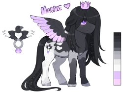 Size: 1040x780 | Tagged: safe, artist:lastnight-light, imported from derpibooru, oc, oc only, oc:magpie, pegasus, pony, crown, female, jewelry, mare, regalia, simple background, solo, transparent background, two toned wings, wings