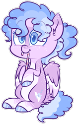 Size: 581x916 | Tagged: safe, artist:jetjetj, imported from derpibooru, part of a set, oc, oc only, oc:frosty blueberry, pegasus, pony, candy, candy cane, commission, female, food, mare, mouth hold, simple background, solo, transparent background, two toned wings, wings, ych result