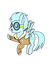 Size: 1440x2176 | Tagged: safe, artist:windy breeze, imported from derpibooru, oc, oc only, oc:windy breeze, pegasus, pony, snail, derpibooru community collaboration, 2021 community collab, clothes, goggles, happy, jacket, simple background, solo, transparent background