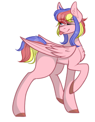 Size: 430x552 | Tagged: safe, artist:cyrinthia, imported from derpibooru, oc, oc only, oc:colour splash, pegasus, pony, female, mare, one eye closed, simple background, solo, transparent background, wink