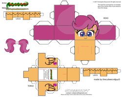 Size: 2979x2354 | Tagged: safe, imported from derpibooru, scootaloo, pegasus, pony, my little pony: pony life, craft, cubeecraft, female, filly, g4.5, papercraft, printable, simple background, solo, white background