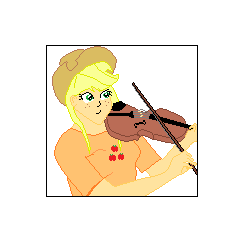 Size: 250x250 | Tagged: safe, artist:nate5700, imported from derpibooru, applejack, human, 1000 hours in ms paint, bust, fiddle, humanized, pixel art, simple background, solo, white background