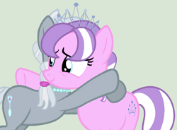 Size: 896x658 | Tagged: safe, artist:jadeharmony, artist:jadethepegasus, artist:kingbases, imported from derpibooru, diamond tiara, silver spoon, earth pony, pony, alternate hairstyle, base used, female, gray background, hug, jewelry, lesbian, mare, necklace, older, older diamond tiara, older silver spoon, raised hoof, shipping, silvertiara, simple background, tiara