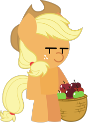 Size: 5990x7993 | Tagged: safe, artist:isaac_pony, imported from derpibooru, applejack, earth pony, pony, apple, cute, female, food, hat, kibiy pony, show accurate, simple background, smiling, solo, standing, transparent background, vector