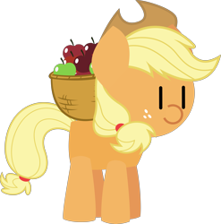 Size: 7147x7235 | Tagged: safe, artist:isaac_pony, imported from derpibooru, applejack, earth pony, pony, apple, cute, female, food, hat, kibiy pony, show accurate, simple background, smiling, solo, transparent background, vector