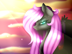 Size: 1400x1050 | Tagged: safe, artist:minelvi, imported from derpibooru, oc, oc only, pegasus, pony, bust, cloud, eyelashes, outdoors, pegasus oc, smiling, solo, wings