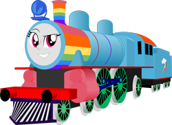 Size: 2849x2078 | Tagged: safe, artist:artthriller94, imported from derpibooru, rainbow dash, equestria girls, dreamworks face, inanimate tf, locomotive, not salmon, thomas the tank engine, train, trainbow dash, trainified, transformation, wat, why