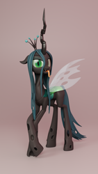 Size: 2160x3840 | Tagged: safe, artist:dieanondie, imported from derpibooru, queen chrysalis, changeling, changeling queen, pony, 3d, blender, female, solo