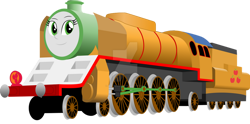 Size: 1280x633 | Tagged: safe, alternate version, artist:artthriller94, imported from derpibooru, applejack, equestria girls, deviantart watermark, inanimate tf, not salmon, obtrusive watermark, thomas the tank engine, train, trainified, transformation, wat, watermark, why