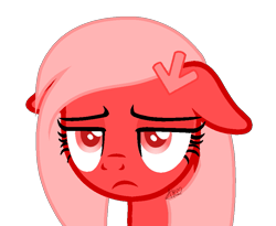 Size: 879x721 | Tagged: safe, artist:muhammad yunus, imported from derpibooru, oc, oc:downvote, earth pony, pony, derpibooru, derpibooru ponified, female, lost, mare, meta, ponified, sad, simple background, solo, transparent background, unamused