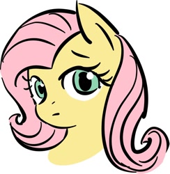 Size: 1280x1312 | Tagged: safe, artist:qq961130277, imported from derpibooru, fluttershy, pony, bust, female, looking at you, mare, sidemouth, simple background, solo, white background