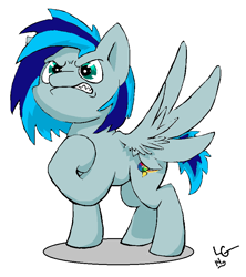 Size: 744x838 | Tagged: safe, artist:lucas_gaxiola, imported from derpibooru, oc, oc only, pegasus, pony, angry, gritted teeth, pegasus oc, raised hoof, signature, simple background, solo, white background, wings