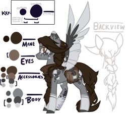 Size: 2574x2330 | Tagged: safe, artist:mcwolfity, imported from derpibooru, oc, oc only, pegasus, pony, bag, braid, bust, female, freckles, lineart, mare, palindrome get, parents:oc x oc, pegasus oc, reference sheet, saddle bag, simple background, text, transparent background, wings