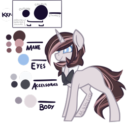 Size: 2487x2412 | Tagged: safe, artist:mcwolfity, imported from derpibooru, oc, oc only, pony, unicorn, bowtie, female, horn, mare, reference sheet, simple background, smiling, solo, text, transparent background, unicorn oc