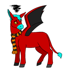 Size: 676x739 | Tagged: safe, artist:chili19, imported from derpibooru, oc, oc only, oc:chili, hybrid, annoyed, bat wings, clothes, colored hooves, donkey oc, female, leonine tail, scarf, simple background, transparent background, wings