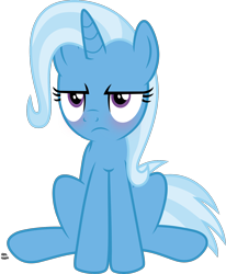 Size: 1440x1745 | Tagged: safe, artist:anime-equestria, imported from derpibooru, trixie, cat, pony, unicorn, blushing, cute, diatrixes, female, grumpy, grumpy cat, mare, simple background, sitting, solo, transparent background, vector