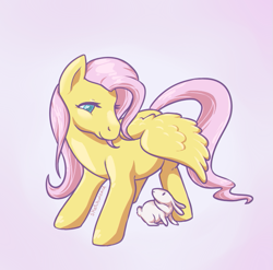 Size: 695x686 | Tagged: safe, artist:mothwizard, imported from derpibooru, angel bunny, fluttershy, pegasus, pony, rabbit, animal, cute, duo, g1, g4, g4 to g1, generation leap, mane, shyabetes, signature, simple background, tail, white background, wings