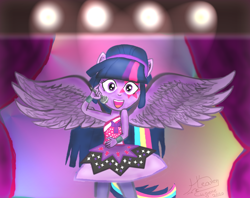 Size: 4068x3224 | Tagged: safe, artist:heaveneugene, imported from derpibooru, twilight sparkle, alicorn, equestria girls, perfect day for fun, female, microphone, solo, twilight sparkle (alicorn)