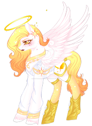 Size: 1920x2619 | Tagged: safe, artist:nightingalewolfie, imported from derpibooru, oc, oc only, oc:gabriel goldeen, pegasus, pony, clothes, female, halo, mare, simple background, solo, transparent background