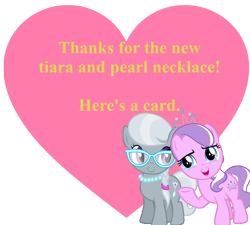 Size: 1200x1079 | Tagged: safe, imported from derpibooru, diamond tiara, silver spoon, card, heart, holiday, lasty's hearts, simple background, transparent background, valentine, valentine's day