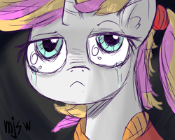 Size: 5000x4000 | Tagged: safe, artist:mjsw, imported from derpibooru, oc, oc only, oc:agnia solicitude, pony, unicorn, crying, sketch, solo