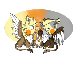 Size: 2000x1500 | Tagged: safe, artist:euspuche, imported from derpibooru, oc, bird, cockatiel, griffon, angry, chibi, commission, egg, fluffy, looking at you, love