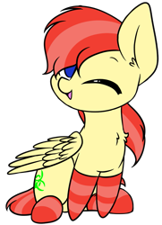 Size: 737x1019 | Tagged: safe, alternate version, artist:acersiii, imported from derpibooru, oc, oc only, oc:jay mihay, pegasus, pony, alternate character, clothes, cute, simple background, socks, solo, striped socks, transparent background