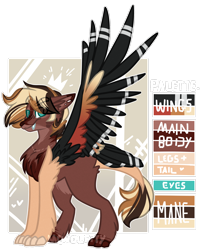 Size: 2196x2730 | Tagged: safe, artist:mcwolfity, imported from derpibooru, oc, oc only, griffon, hybrid, chest fluff, eye clipping through hair, griffon oc, male, reference sheet, simple background, smiling, solo, transparent background