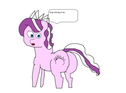 Size: 3444x2540 | Tagged: safe, artist:coltfan97, imported from derpibooru, diamond tiara, earth pony, 1000 hours in ms paint, ass, butt, diamond buttiara, female, filly, jewelry, looking at someone, open mouth, plot, simple background, speech bubble, talking, tiara, wat, white background, worried