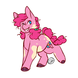 Size: 2000x2000 | Tagged: safe, artist:gnomehuts, imported from derpibooru, pinkie pie, earth pony, pony, alternate design, female, looking at you, mare, simple background, sketch, solo, white background