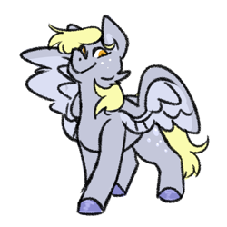Size: 1280x1280 | Tagged: safe, artist:gnomehuts, imported from derpibooru, derpy hooves, pegasus, pony, colored hooves, female, freckles, looking at you, mare, simple background, solo, spread wings, white background, wings