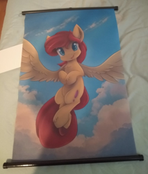 Size: 868x1020 | Tagged: safe, artist:ardail, imported from derpibooru, oc, oc only, oc:chit-chat, pegasus, pony, bed, female, irl, midwest brony fest, pegasus oc, photo, picture, scroll, solo