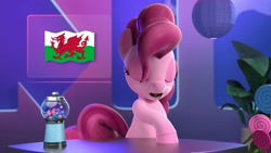 Size: 1920x1080 | Tagged: safe, edit, imported from derpibooru, screencap, pinkie pie, pony, hello pinkie pie, eyes closed, flag, official, wales