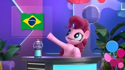 Size: 1920x1080 | Tagged: safe, imported from derpibooru, screencap, pinkie pie, pony, hello pinkie pie, brazil, flag, official