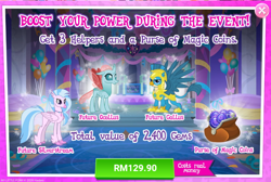 Size: 1030x691 | Tagged: safe, imported from derpibooru, gallus, ocellus, silverstream, pony, the last problem, advertisement, costs real money, gameloft, magic coins, older, older gallus, older ocellus, older silverstream, royal guard, royal guard gallus