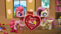 Size: 1920x1080 | Tagged: safe, imported from derpibooru, screencap, fluttershy, pinkie pie, earth pony, pegasus, pony, my little pony: pony life, my little pony: stop motion short, valentine's day card (short), g4.5, hearts and hooves day, stop motion, valentine's day card