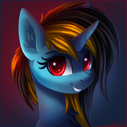 Size: 2000x2000 | Tagged: safe, artist:atlas-66, imported from derpibooru, oc, oc only, pony, unicorn, bust, chest fluff, portrait, red eyes, solo