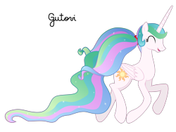 Size: 3734x2801 | Tagged: safe, artist:gutovi, imported from derpibooru, princess celestia, alicorn, pony, cute, cutelestia, female, happy, missing accessory, pigtails, show accurate, simple background, solo, transparent background, trotting