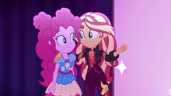 Size: 1920x1080 | Tagged: safe, imported from derpibooru, screencap, pinkie pie, sunset shimmer, equestria girls, equestria girls series, sunset's backstage pass!, spoiler:eqg series (season 2), female