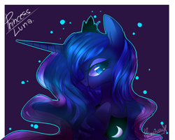 Size: 1280x1024 | Tagged: safe, artist:bae-mon, imported from derpibooru, princess luna, pony, bust, female, mare, portrait, profile, solo